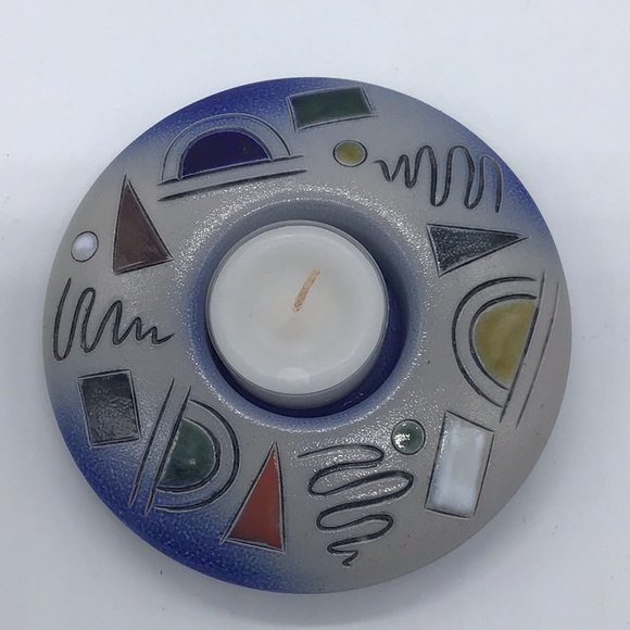 Vintage Handarbeit German Pottery Salt Glaze Tea Light Holder - Picture 2 of 4